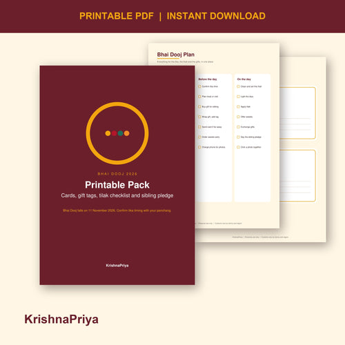 Bhai Dooj 2026 printable cards, gift tags and checklist