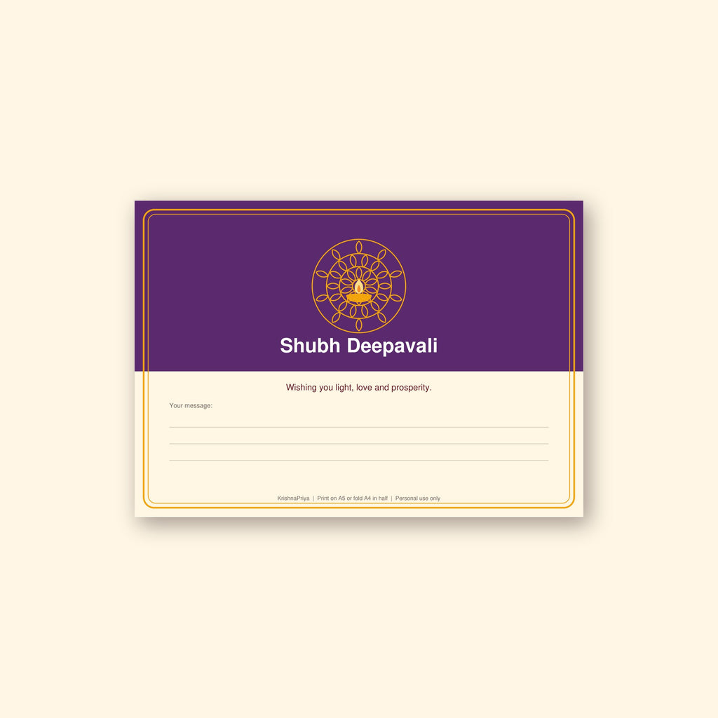 Diwali and Saal Mubarak printable greeting cards, inside page preview 1