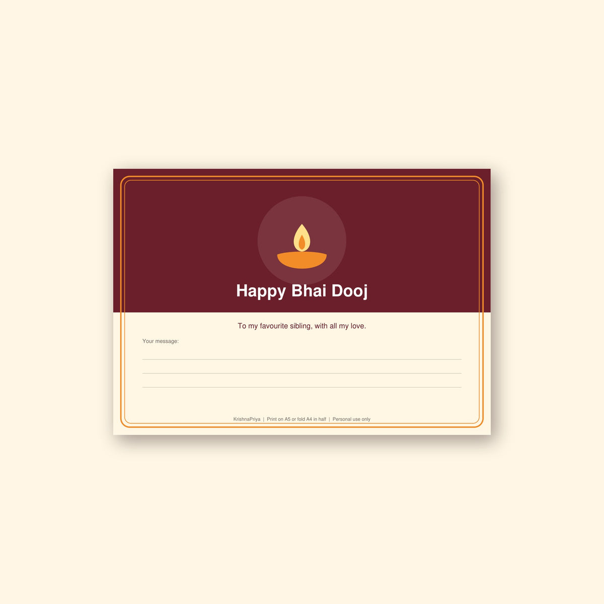 Diwali and Saal Mubarak printable greeting cards, inside page preview 3