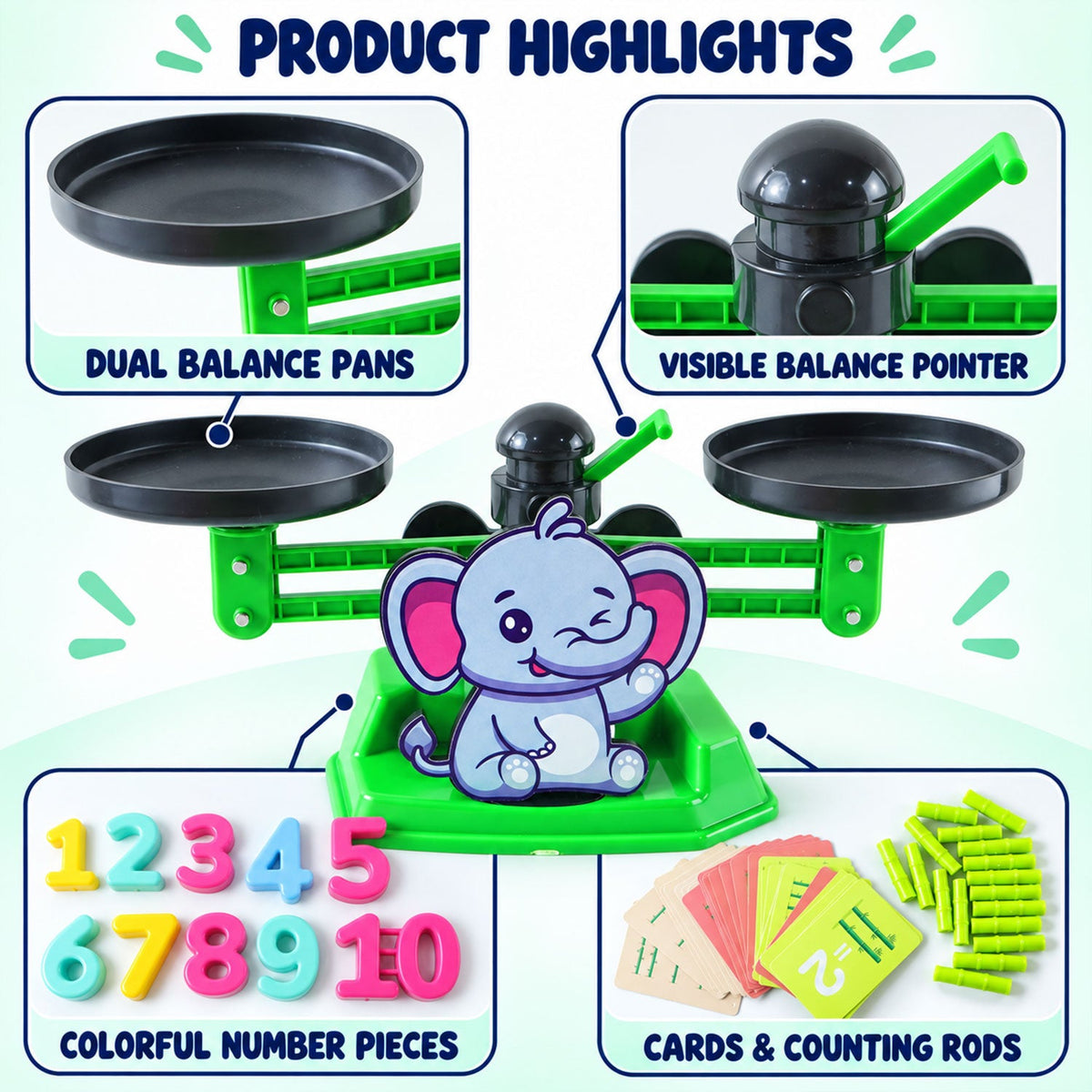 Elephant math balancing game for kids, photo 3