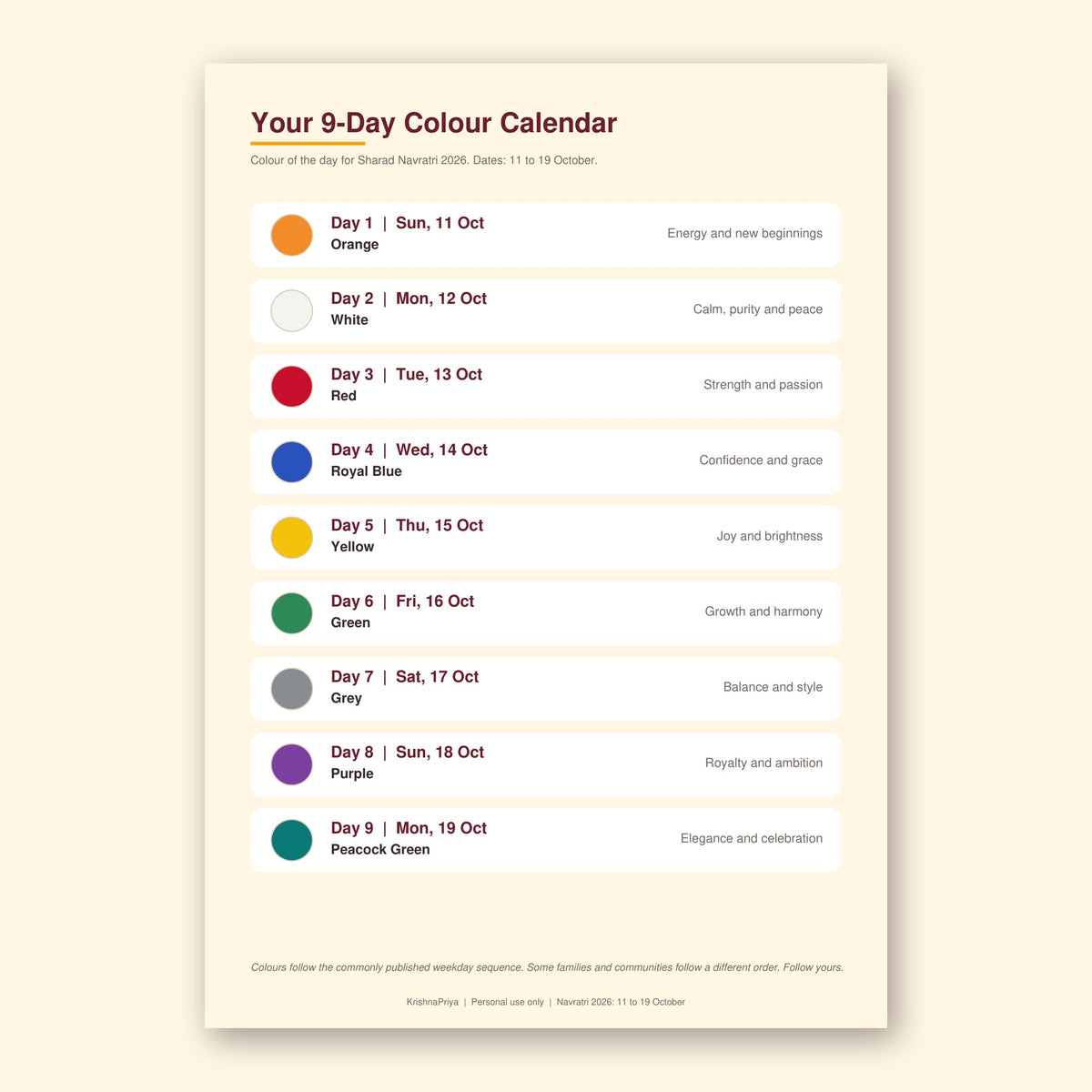 Navratri 2026 Garba Planner printable PDF, inside page preview 1