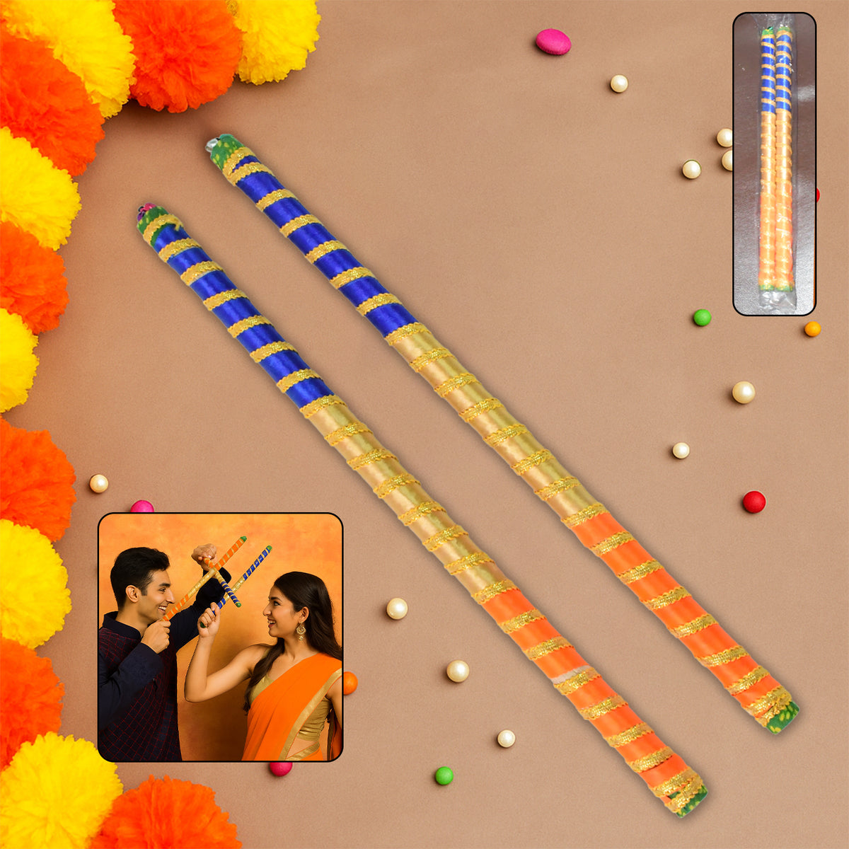 Decorative dandiya sticks pair for Navratri garba, photo 3