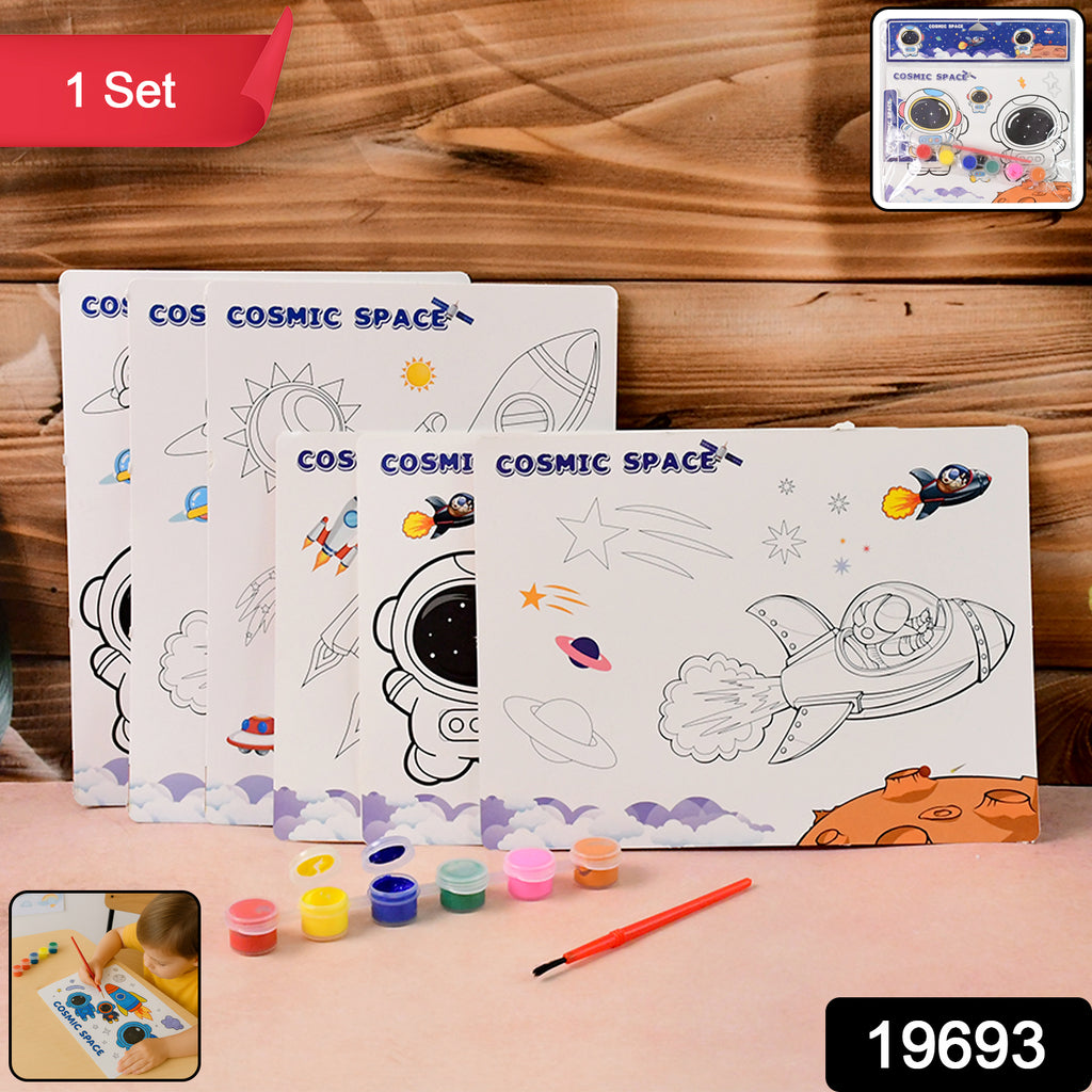 Space theme kids painting and colouring kit