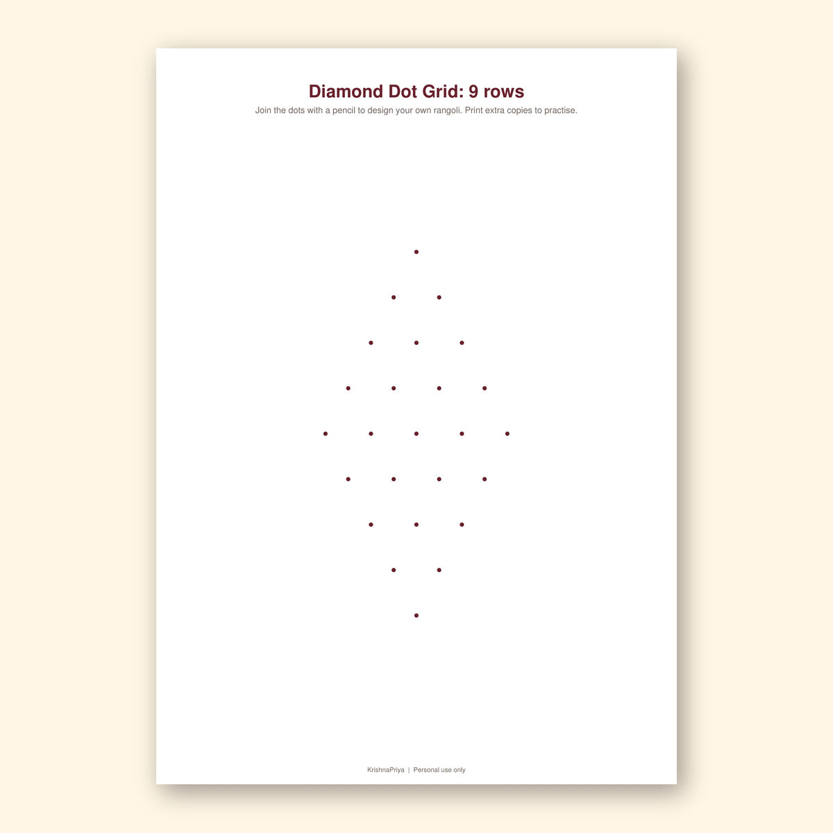 Diwali rangoli colouring and dot grid printable pack, inside page preview 2