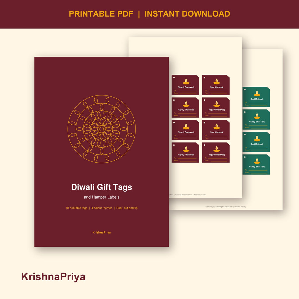 Diwali printable gift tags and hamper labels