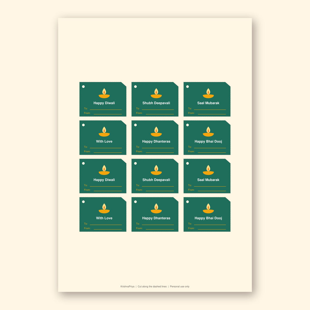 Diwali printable gift tags and hamper labels, inside page preview 2