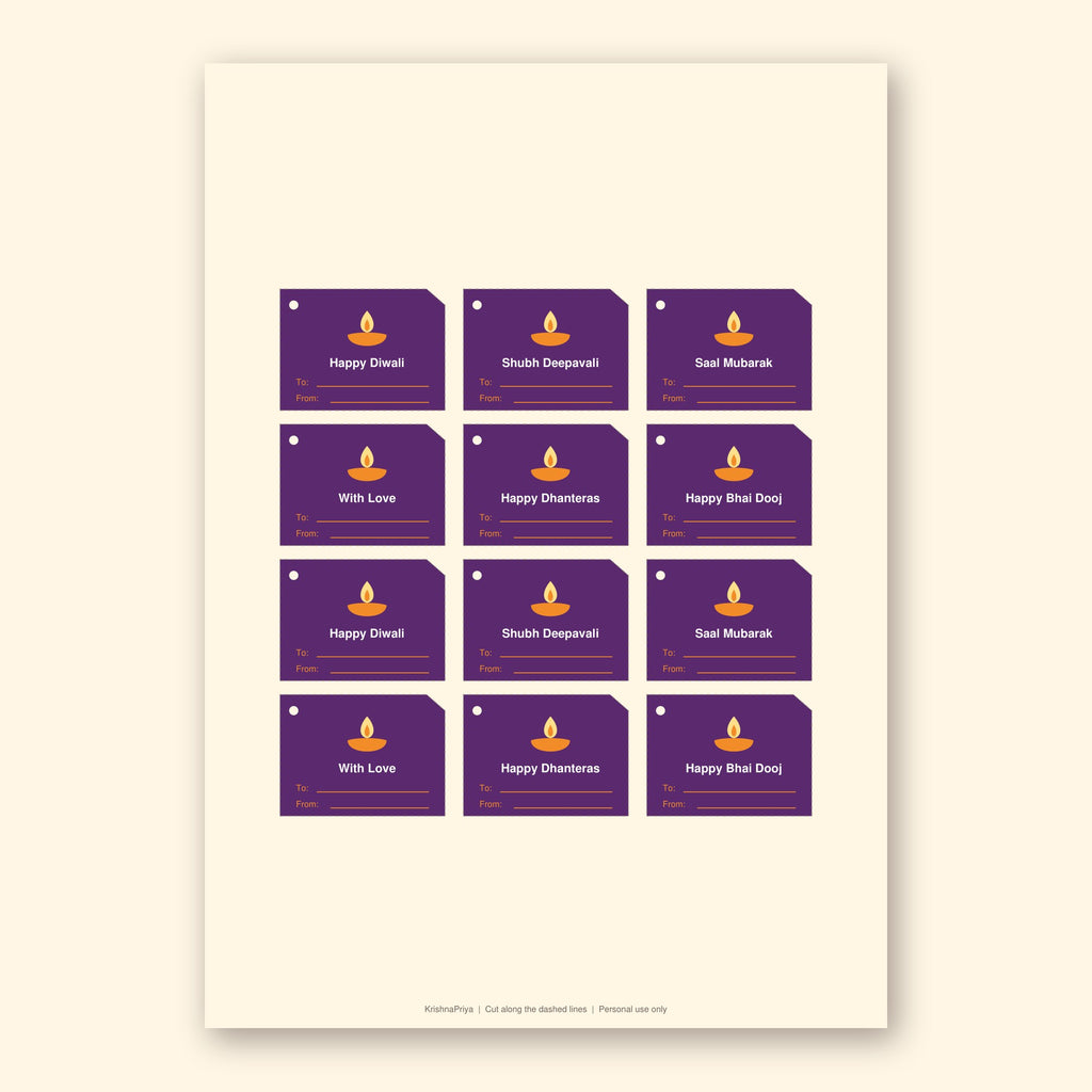 Diwali printable gift tags and hamper labels, inside page preview 3