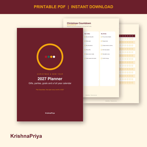 Christmas and New Year 2027 printable planner