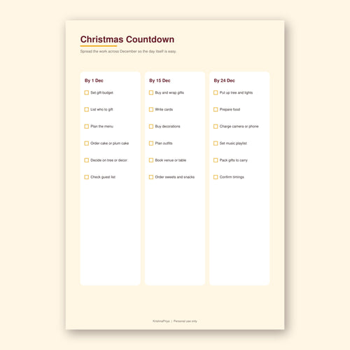 Christmas and New Year 2027 printable planner, inside page preview 1